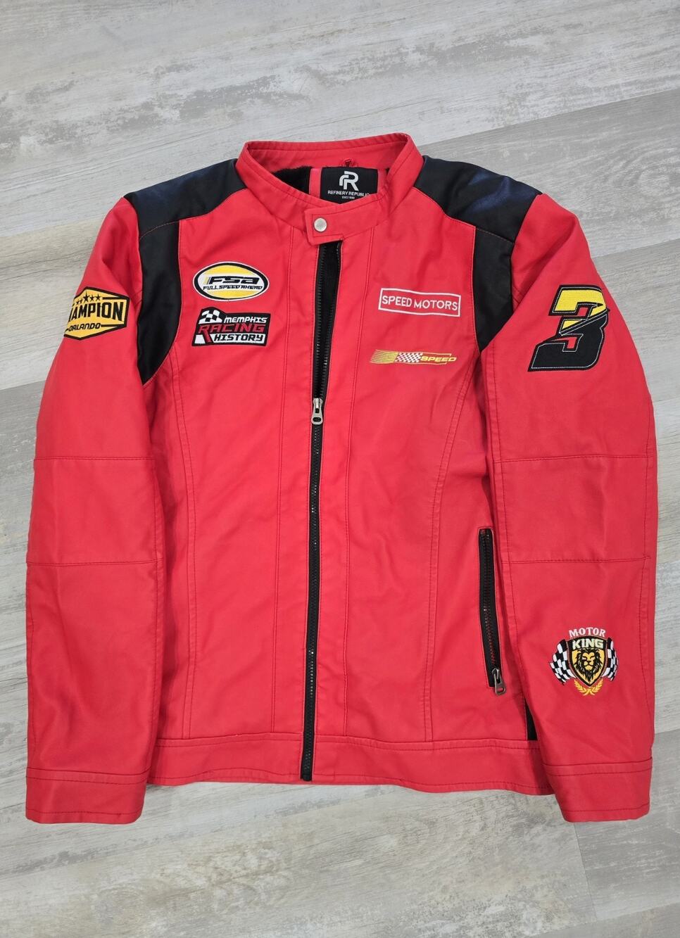 Refinery Republic Racing Jacket Red & Black "Full Speed Ahead" Large - Pristine